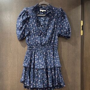 LoveShackFancy Navy Floral Mini Dress